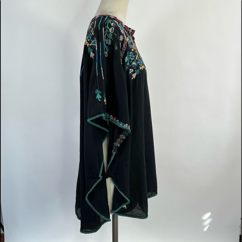 BIYA by Johnny Was boho embroidered poncho oversize cotton top - Picture 7 of 9